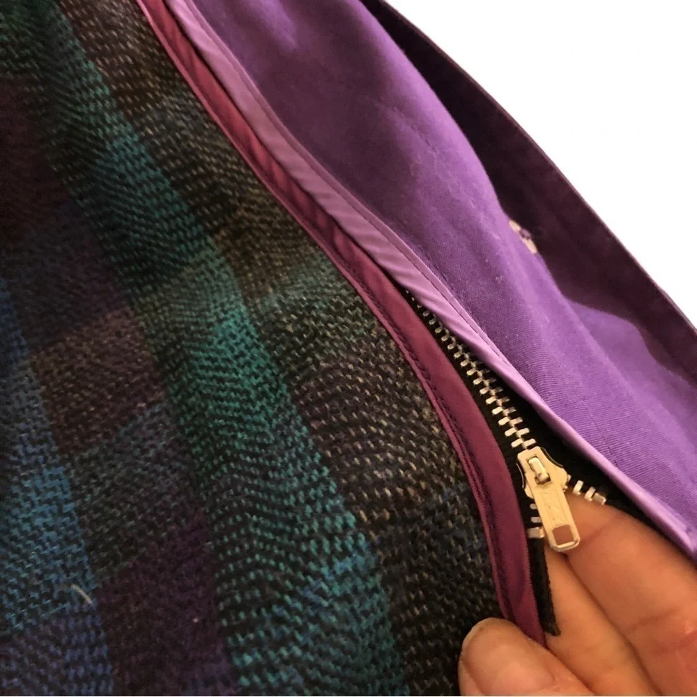 London Fog Trench Coat Women 8 Purple Zipout Plaid Lining Classic Career Vintage - Picture 12 of 15